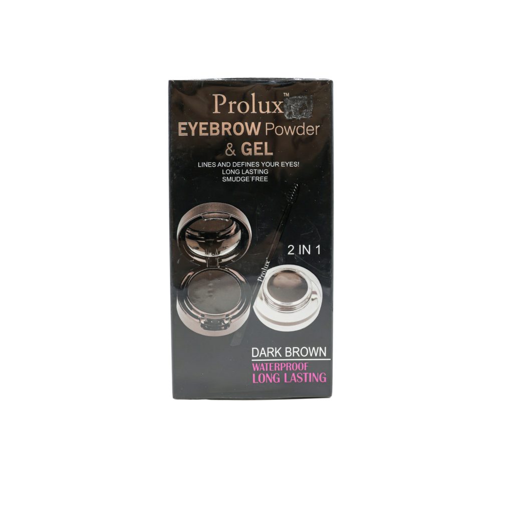 EYEBROW POWDER & GEL DARK BROWN PROLUX Kisha Beauty Supply México